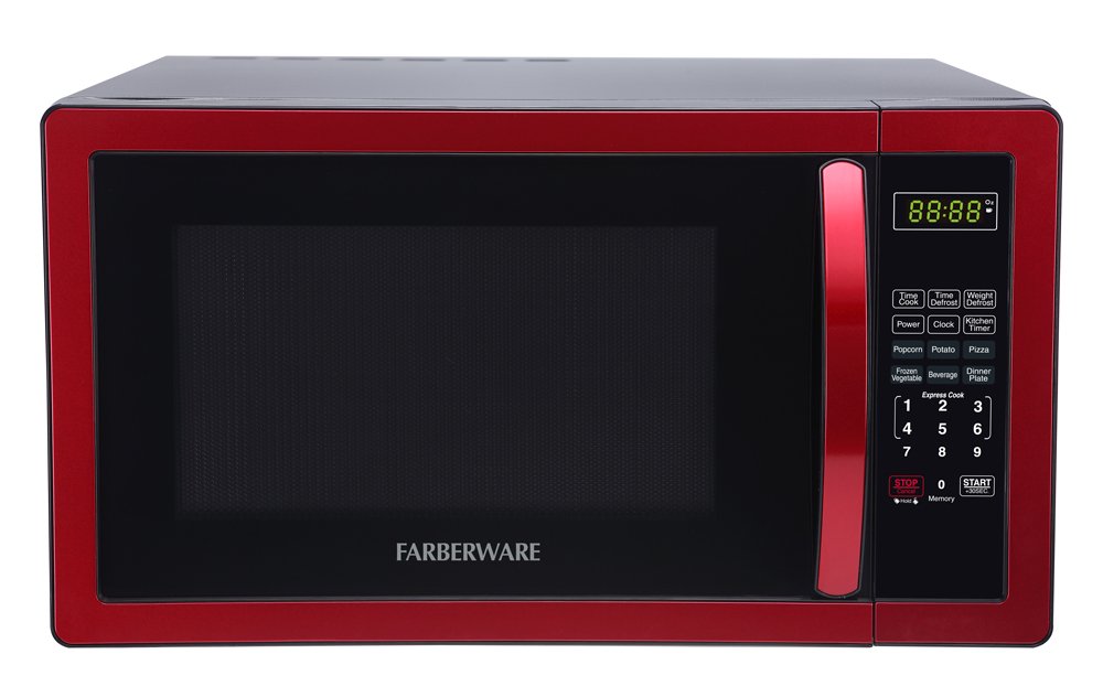 Farberware Classic FMO11AHTBKN 1.1 Cubic Foot 1000-Watt Microwave Oven, Metallic Red