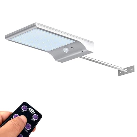 hvikov 48 LED Gutter Luz solar 450 lúmenes Sensor de movimiento detector con 7 colores mando a distancia, Warterproof al aire libre (color blanco)