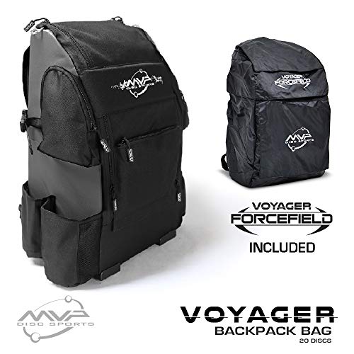 MVP Disc Sports Voyager Backpack Disc Golf Bag with Forcefield Rainfly - Slate