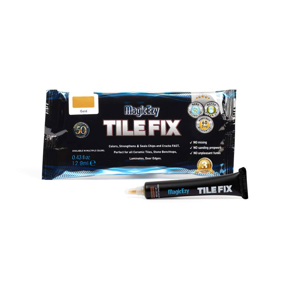 MagicEzy Tile Fix - (Gold) - Professionally and Easily Touch-Up Cracks Less Than 1 mm on Your Floor and Wall Tiles, Porcelain and Ceramic Surfaces โ image 1