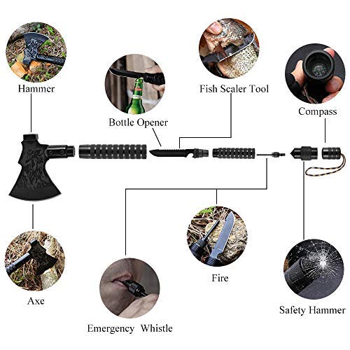 RZChome Portable Outdoor Survival Axes and Hatchets for Camping Survival Axe Head Multitool Hiking Hunting Backpacking Emergency Adventures