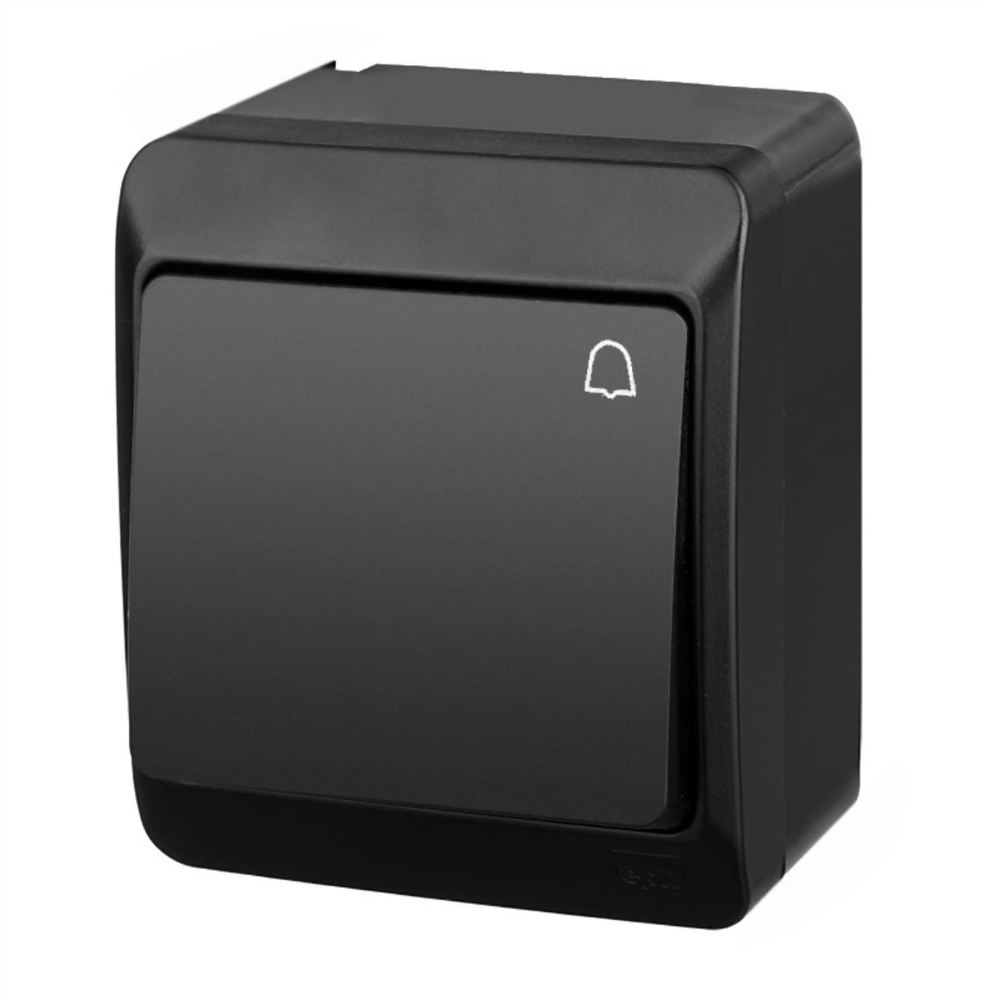ELECTRO-PLAST HERMES Modern Surface-Mounted Series/Light Switch/Double Switch/Socket Multiple / IP44 Waterproof/Outdoor Use/Black (Bell Push)