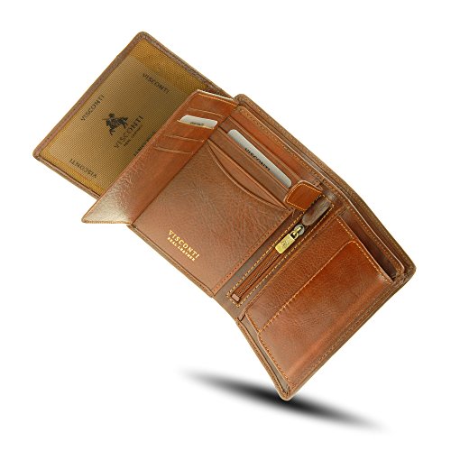 Visconti Tuscany 44 Secure RFID Blocking Genuine Leather Wallet (Tan)