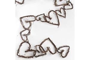 FACTORY DIRECT CRAFT Rustic Natural Grapevine Twig Hearts Chain Garland - Assorted Size Hearts Garland for Home Decor, Valentine's Day, Wedding and Party Decorations (5 feet Long)