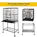 Gaintex 63” Rolling Bird Cage with Stand & Storage Shelf Large Wrought Iron Cage for Cockatiel Conure Parakeet Lovebird Canary Finch Budgie Pet House 4 Feeding Doors and Cupsthumb 4