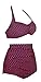 Angerella Womens Dot Vintage Bikini High Waisted Bikinis Swimming Suits Swimwear, Rose red(Dot), US 6-8=Tag Size L