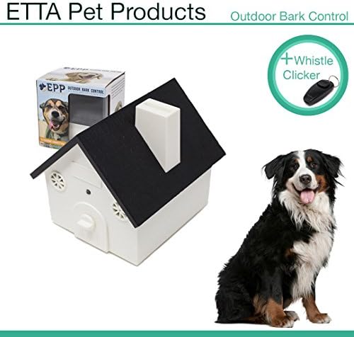 Etta Pet Products Ultrasonic Anti Barking Device - Outdoor Bark Control Deterrents - With Dog Training Clicker Whistle - Training Tool - All Size Dogs - 50 Feet Range (9V Battery Not Included)