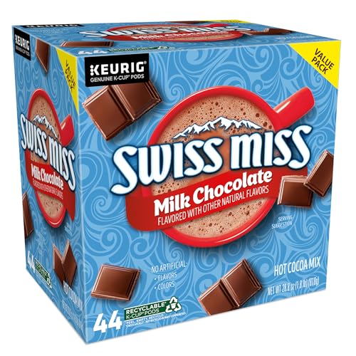 SWISS MISS MILK CHOCOLATE HOT COCOA, SINGLE-SERVE KEURIG K-CUP PODS, HOT CHOCOLATE, 44 COUNT