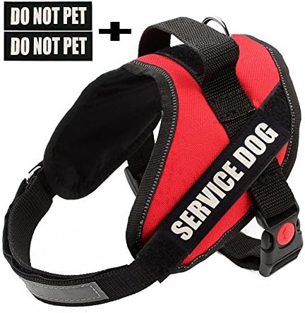 Faylife Servicce Dog Vest Harness - Adjustable Nylon with SERVICE DOG Do Not Pet Reflective Patches for Large Medium Small Dogs