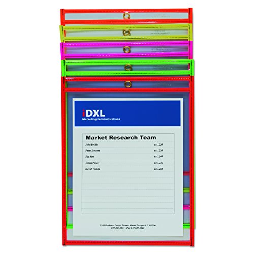 CLine Neon Stitched Shop Ticket Holders, Assorted Neon Colors, 9 x 12