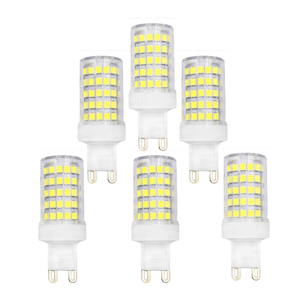 BAISHICHENG G9 10W Ceramic Base LED Light Bulb(Replacement of G9 100W Halogen Lamp) Non-Dimmable Bulb 6000K Cool White 1000LM 6Packs