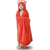TBEZY Hooded Towel for Kids 100% Cotton Ultra Soft with Unique Animal Design Large for Infants 3-10 Years (Fox)