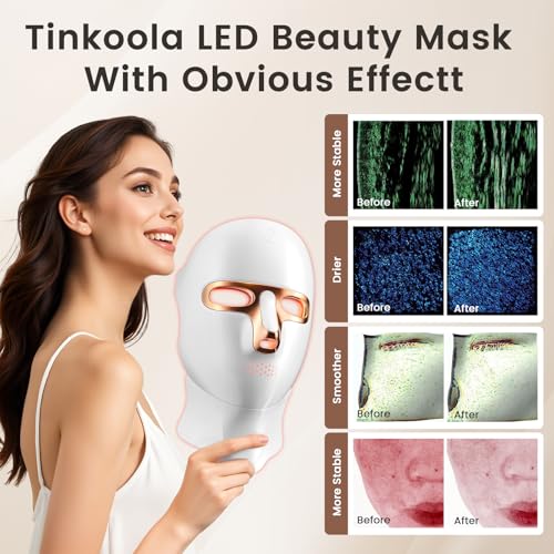 Red Light Therapy Mask for Face,LED Face Mask for Skin Care, 7 Colors Portable Red Light Face Mask, Facail Skin Care Mask for Home & Travel Use (Gold)