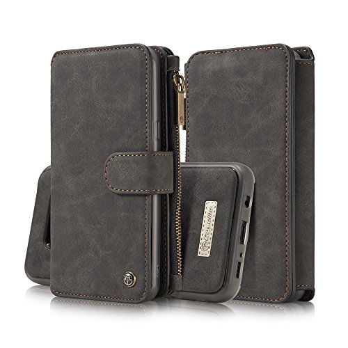 Sammid Galaxy S8 Case, 5.8 inch Multi-function Zipper PU Leather Phone Case with Card Slot, Removable Case for Galaxy S8 - Black