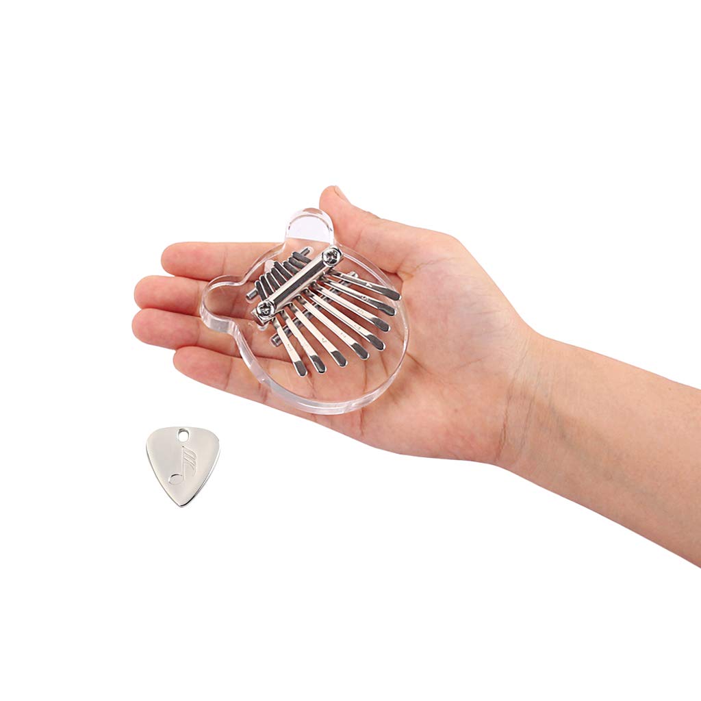 Alnicov 8 Key Mini Kalimba Acrylic Transparent Finger Thumb Piano for Beginners Kids Adult Professional Bear Ears Shape