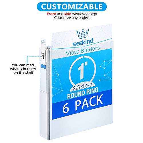 3 Ring Binder 1 Inch, SEEKIND View Binders White, Holds Up to 8.5"11