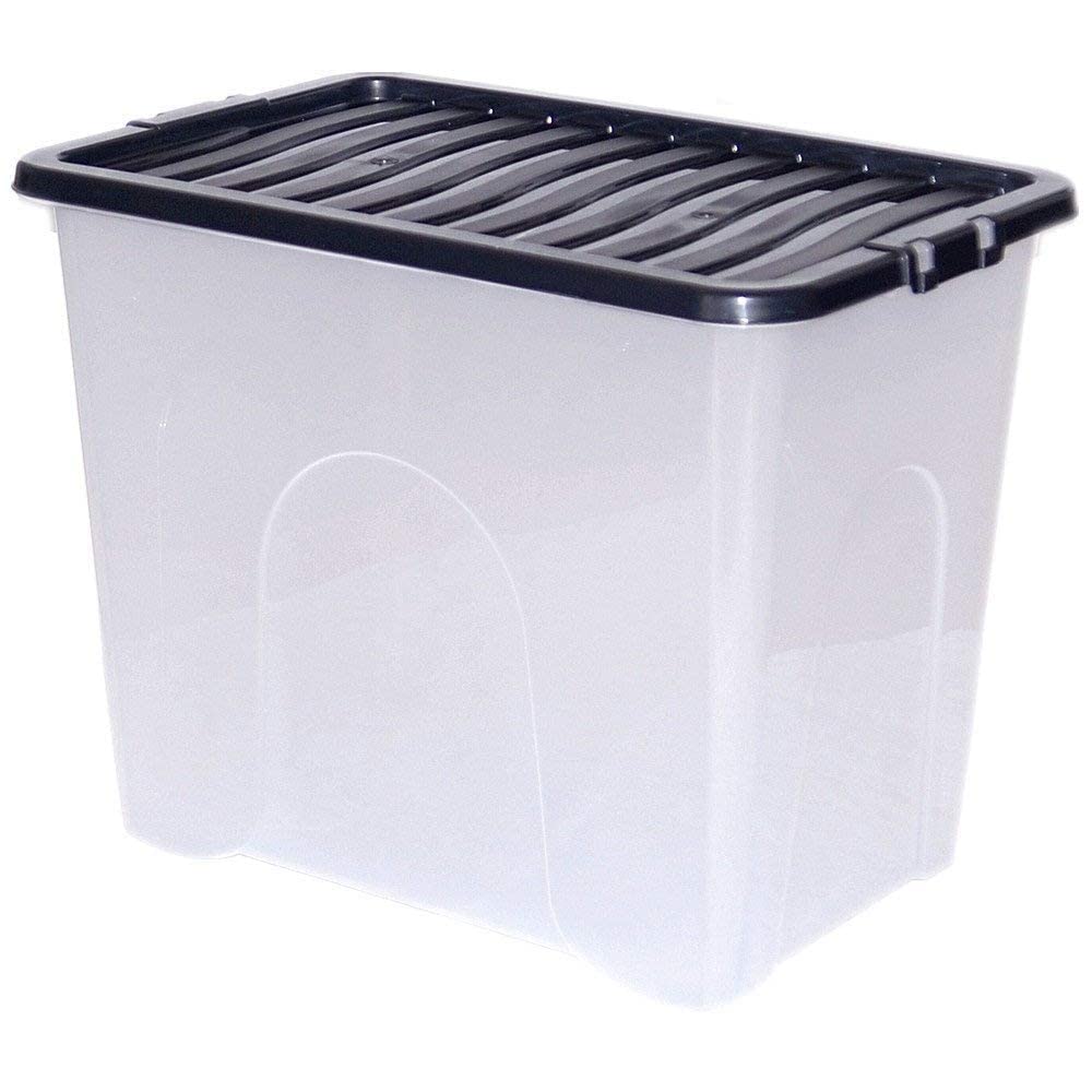 CrazyGadget® 80L 80 Litre Extra Large Big Plastic Storage Clear Box Strong Stackable Container - Made In U.K. (1)