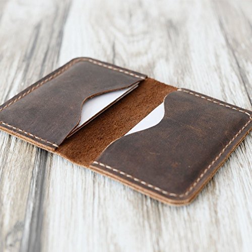 Men s handmade slim leather wallet credit card holder s…