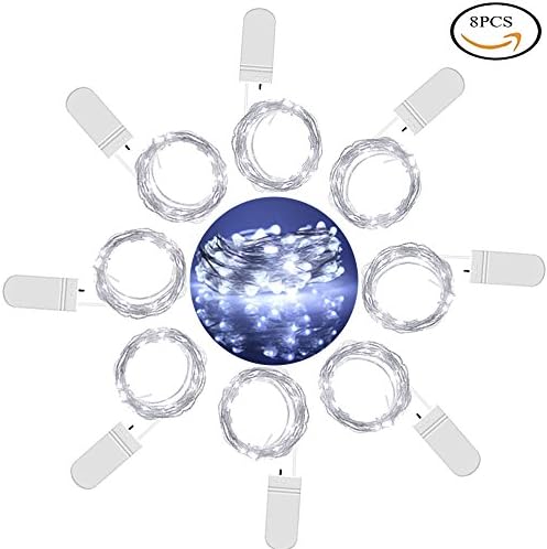 8 PCS 20 LED Starry String Lights, 7.2ft Battery Powered Fairy String Lights, Micro Starry LED Copper Wire String Lights for Home, Garden, DIY Wedding,Bedroom, Party, Holidays and More (White)