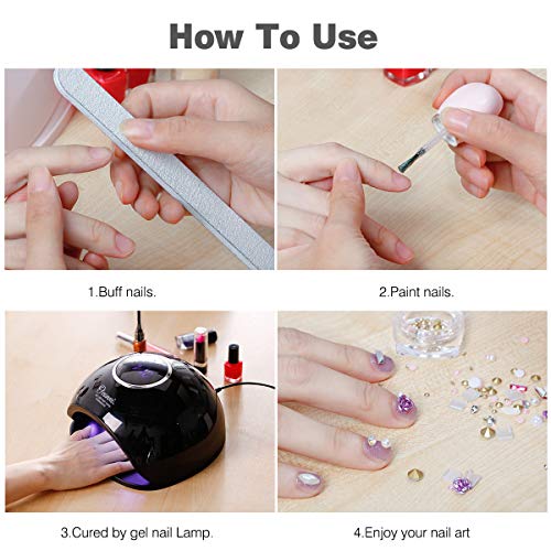 48W UV LED Nail Dryer Curing Lamp for Gel Polish, Ovonni Nail Light with 10s/30s/60s/99s Timer Setting, LCD and Sensor Display for Professional Nail Art (Black)