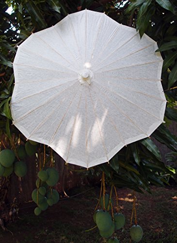 Parasol White Scalloped Edge 32in