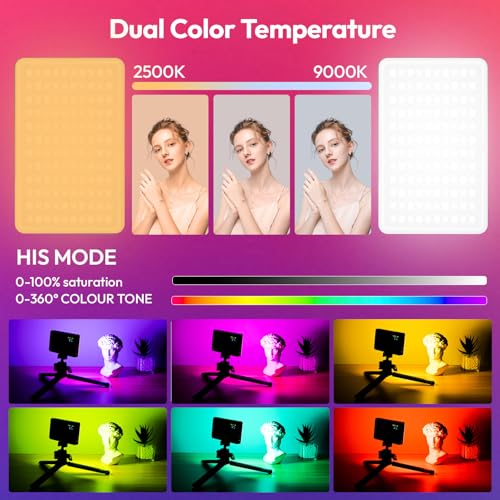 ULANZI VL120 RGB LED Video Light, 5 Inch Video Light Dimmable 2500K-9000K with CRI 95+, Cold Light Shoe & 3100 mAh Battery, Camera Light for DSLR Camera/TikTok Live/Video Photography/YouTube/Vlogs