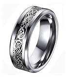 Tanyoyo Jewelry Dragon Scale Dragon Pattern Beveled Edges Celtic Rings Jewelry Wedding Band for Men 5 6 7 8 9 10 11 12 13 14