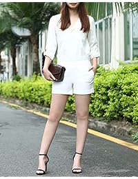 Pantalones cortos de chino para dama, con entrepierna elástica de 4 pulgadas, cintura alta, informales, pantalones cortos de verano