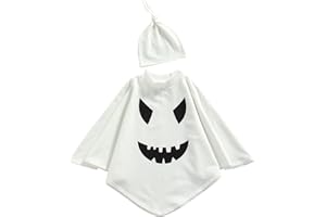 kacubwyy Toddler Baby Kids Halloween Cloak White Ghost Robes Hooded Cape Infant Boys Girls Fancy Ghost Costume Cloak Cape
