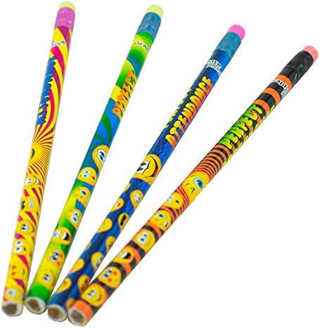 面白い顔 完璧なアテンダンス鉛筆詰め合わせ 48本入り アソートスタイル 消しゴム付き丸鉛筆 リード2本 子供 大人 ギフトバッグ カーニバル 賞品