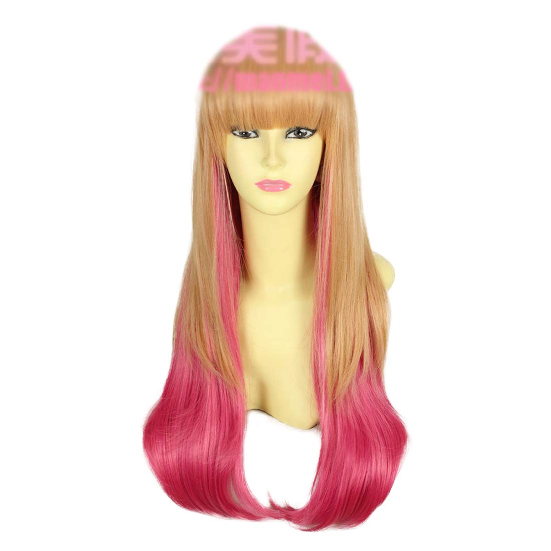 Hoolaza Blond And Pink Gradient Color Long Straight With Bangs