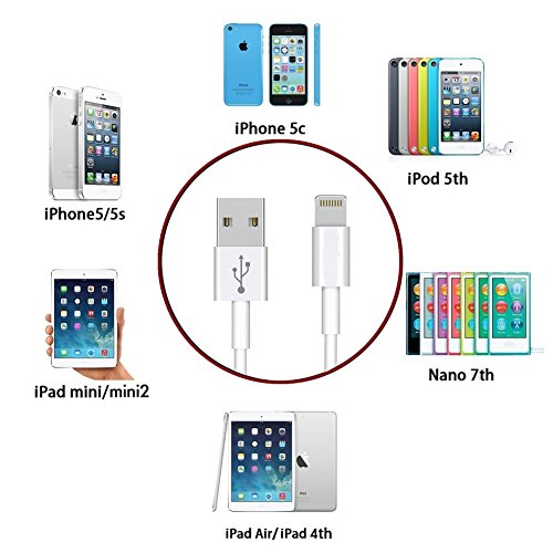 10 Pack – 3’ft iPhone lightning charging cable of 8 Pin to Data syncing Charging Cord High Speed Charging Compatible with iPhone 5, 5c, 5s,6,6 Plus, 6s, 6s plus, 7, 7 plus, iPad Mini (White). - Thumbnail 3
