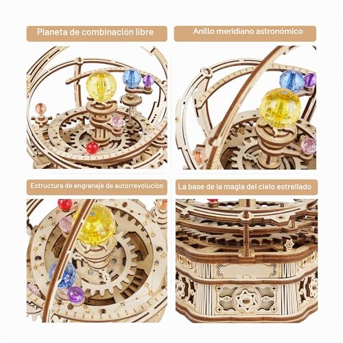 Robotime Puzzle 3D Wooden Model Music Box Mechanical Astronomy Laser Cut Puzzle Constructions, Gift for Young and Adults