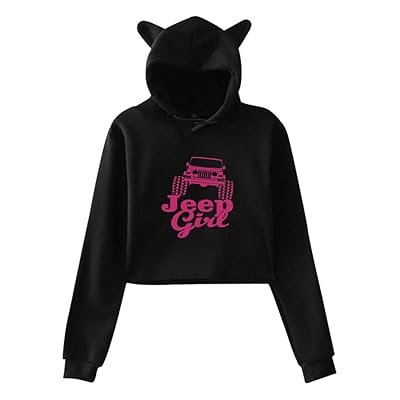 Women's Pink Cat Ears Hoodie with Jeep Design Kuwait Ubuy