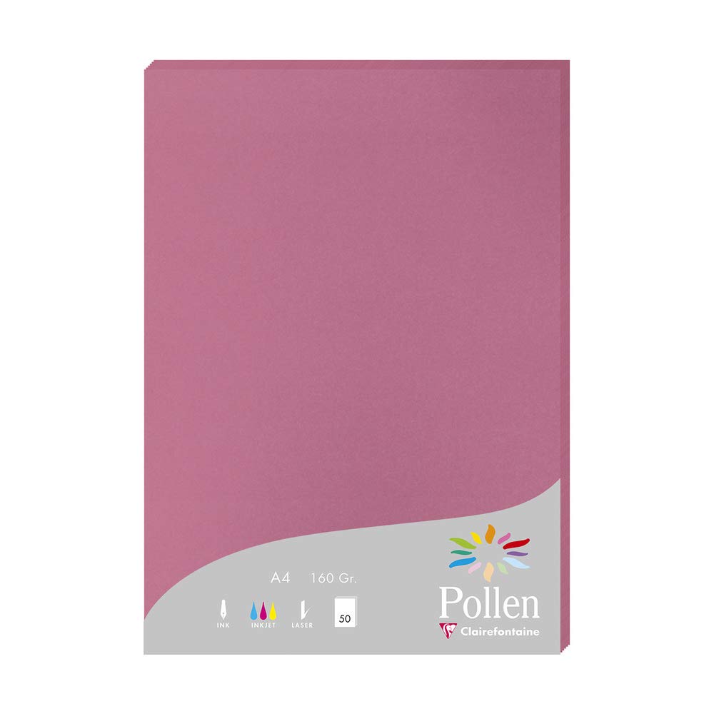 Clairefontaine 144281C Wallet of 50 Sheets Format A4 (21x29,7cm) 160gsm Colour Hydrangea Pink Invitation Paper Events Correspondence Pollen Range Premium Paper