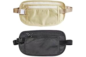 2 PCS Travel Money Belt -Slim and Water-Resistant Passport Wallet - Travel in Style and Security Perfect for Men and Women
