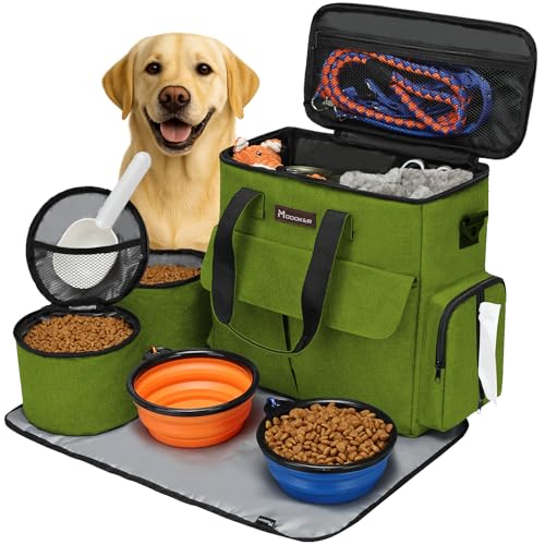 Von Fluggesellschaften zugelassene Haustier-Reisetasche, Wochenend-Hundereiseset für Hund und Katze, von Fluggesellschaften zugelassener Trage-Organizer mit Multifunktionstaschen, Grün
