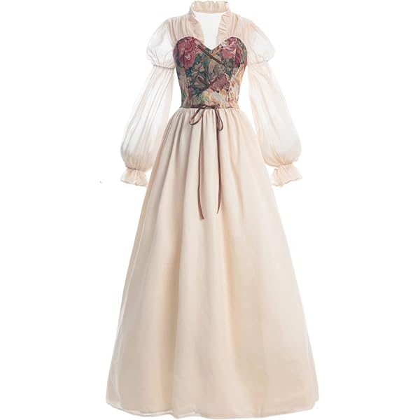 Regency Dress Women Empire Waist Floral Regency Era Costume Jane Austen Tea Part