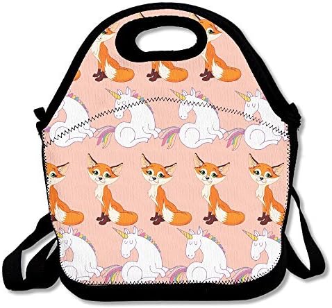 Cute Fox And Unicorn Handy Portable Zipper Lunch Box Lunch Tote Lunch Tote Bags