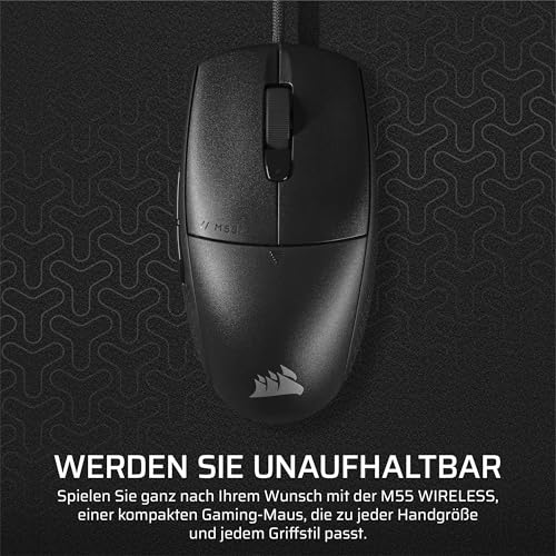 Corsair M55 Leichte FPS-Gaming-Maus mit Kabel – 16.000 DPI – Sechs Programmierbare Schaltflächen – Texturierte Seitengriffe – Schwarz thumbnail 2