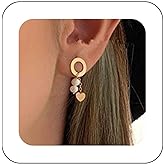 Iaceble Boho Geometric Pearl Earrings Gold Heart Triangle Dangle Earrings Open Circle Stud Earrings Pearl Bead Drop Earrings Minimalist Gold Earrings Jewelry for Women