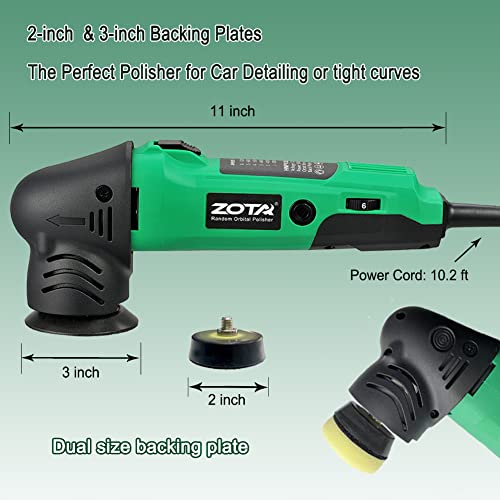 ZOTA Mini Polisher, 2inch/ 3inch Car Buffer Polisher with 8mm Random