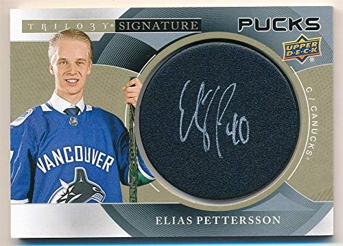 BIGBOYD SPORTS CARDS Elias PETTERSSON 2018/19 Upper Deck Trilogy RC Rookie Autograph Pucks AUTO SP