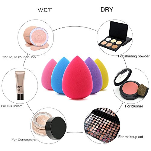 Wensltd 5 Pcs Multi Color Makeup Sponges Set, Foundation Blending Sponge,Flawless for Liquid, Creams, and Powders