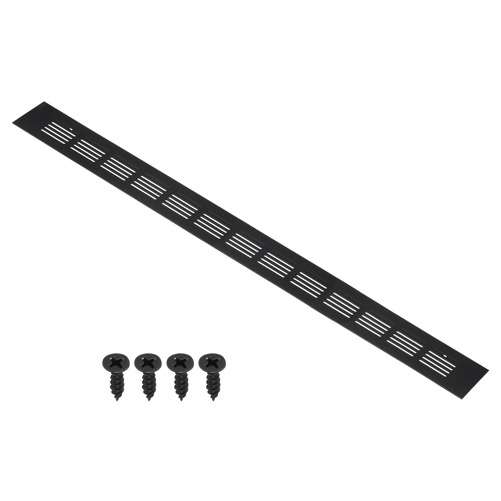PATIKIL 20 x 2 Inch Door Air Vent Cover, Aluminum Grille Ventilation Cover Louvered with Mounting Screws for Cabinet Wardrobe Door, Black