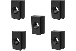 AOPIN 5Pcs Carbon Steel M6 T-Slot Nuts Black Oxidation Treatment, Grade 8.8 Suitable for T-Slot Clamping and Installation of Milling Machines, CNC Machines, Other Equipment Workbenches