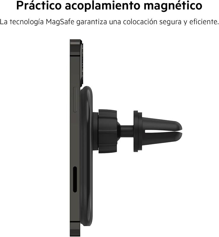 BoostCharge Cargador Magnético para coche con soporte, Compatible con Smartphones con MagSafe, la serie iPhone 17, iPhone Air, iPhone 16, Pixelsnap (cable incluidos)