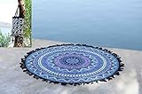 Tassel Fringe Roundie Mandala Beach Throw, Round Mandala Beach Sheet, Tassel Fringing Mandala, Meditation Yoga Mat with Beautiful Carry Bag