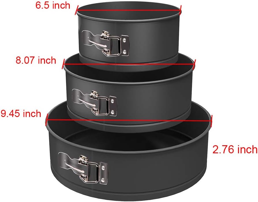 Springform Pan Set（6 8 10 inches） 3 Pieces Nonstick Cake Pan Bakeware Set Cake Mold with Removable Bottom - Black: Kitchen & Dining