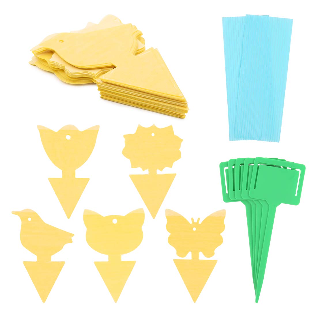 Boerni 40 Pcs Yellow Sticky Fly Traps Cat Bird Sun Flower Dual-Sided Sticky Fly Catchers Butterfly Tulip Bug Traps Sticky for Indoor Outdoor Kitchen White Flies Mosquitos Fungus Gnats Flying Insects